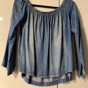 Bella Dahl Blue Denim Off-Shoulder Blouse